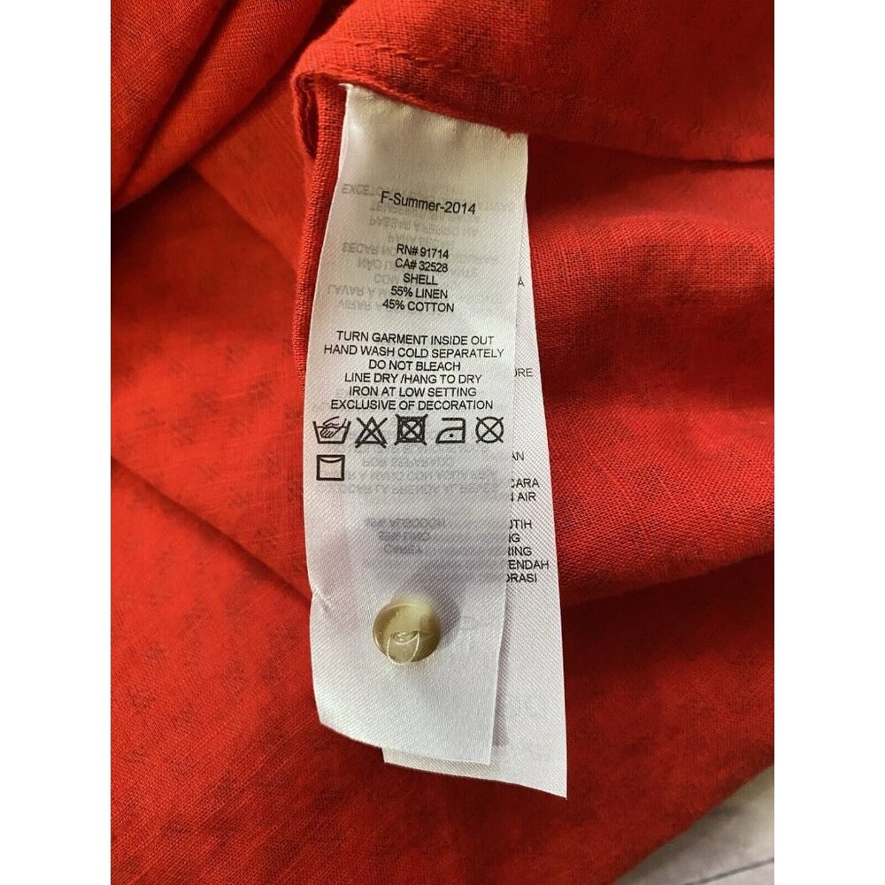 AX Armani Exchange Womens XL Linen Blend Tunic Tank Top Red Blue Hi Low 9768 - Picture 6 of 6